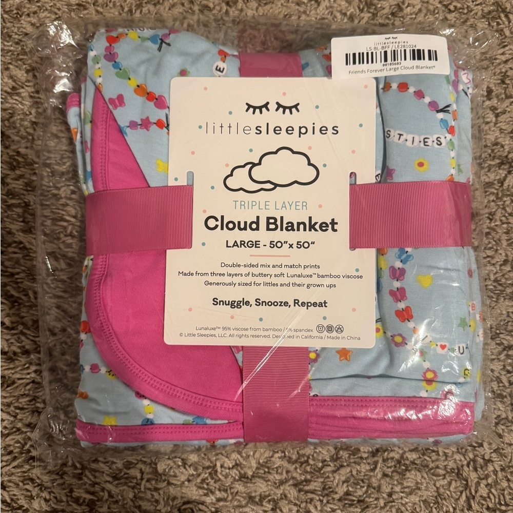 NIB Little Sleepies Cloud Blanket - Friends Forever